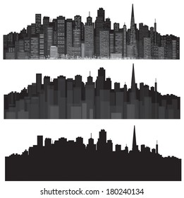 Vector cities silhouettes.