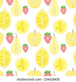 vector citrus and apples seamless pattern
