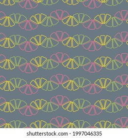 Vector citrus fruit and floral pattern design with fruit slices and lemon flower. Designed by Daania at deeyana83*yahoo.com