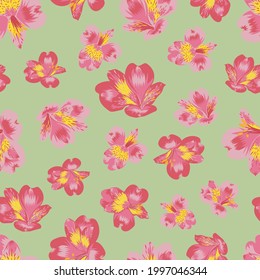 Vector citrus fruit and floral pattern design with fruit slices and lemon flower. Designed by Daania at deeyana83*yahoo.com