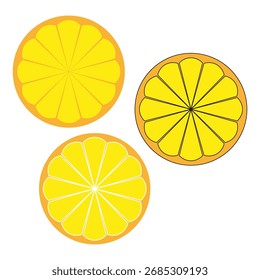 Vector citrus fruit. Orange and lemon. Abstract slice symbol. Summer food illustration. EPS 10.