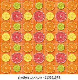 Vector Citrus Fruits (Orange, Lemon, Grapefruit and Lime) Background