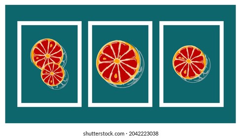 Vector citrus fruits in watercolor style. Design for greeting cards, covers, prints, wall decor and fabrics.
