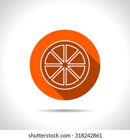 Vector citrus orange icon with flat shadow 