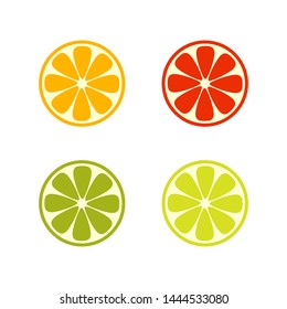 Vector citrus slices isolated on white background