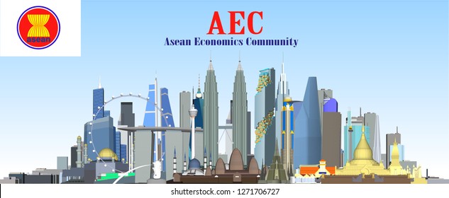 Vector City AEC Asean Economic Community