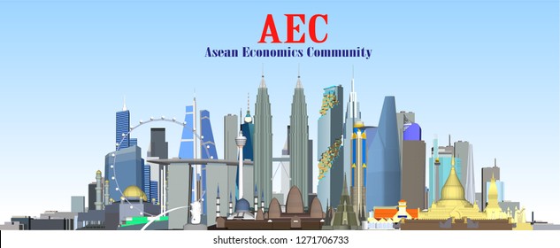 Vector City AEC Asean Economic Community