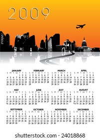 Vector City Background Calendar