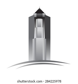 vector city building icon design in vector format black on white background