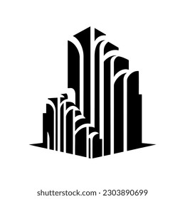 Vector city building silhouette icon