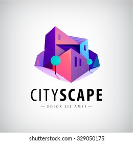 Vector City, Buildings 3d Colorful Modern Logo, Icon, Sign, Illustration Isolated