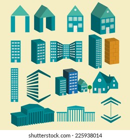 Vector city buildings icons set