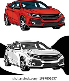 Vector City Cars Red and White 1