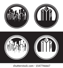 VECTOR City in circle shape, Buildings & Towers