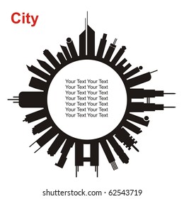 VECTOR - City in circle shape - Buildings & Towers