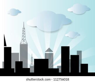 Vector city and cloud