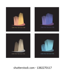 Vector city construction solution. Isolated on the black.  City creator. 