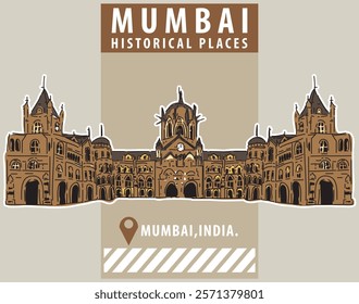 Vector city elements of historical place in Mumbai