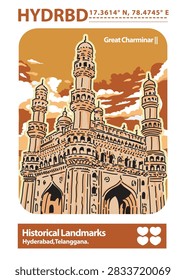 Vector city elements of historical place in Hyderabad.