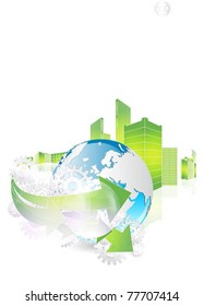 vector city with globe