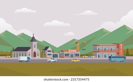 Vector City illustration of Urban Landscape Modern city, Building architecture, cityscape town, Concept for website template.
