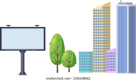 Vector city infographics elements - trees, buildings, billboard