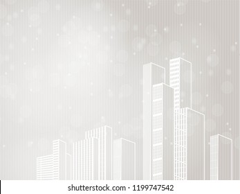 Vector city landscape background. City panorama. Town landscape with high skyscrapers. Architecture of buildings. City skyline design. Illustration for use brochure, flyer, poster and cover. 