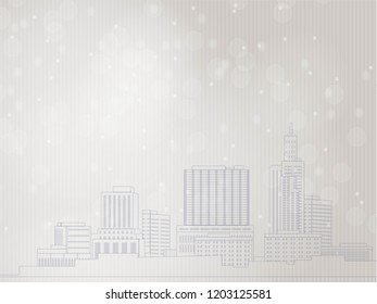 Vector city landscape background. City panorama. Town landscape with high skyscrapers. Architecture of buildings. City skyline design. Illustration for use brochure, flyer, poster and cover. 