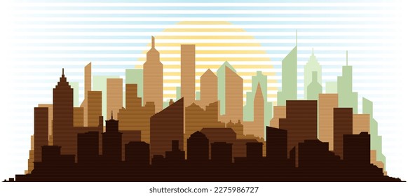 Vector City landscape. Colorful silhouette of the city