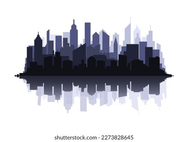 Vector City landscape. Gray silhouette of the city