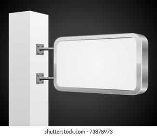 Cartel de luz de ciudad vectorial en columna con espacio vacío para su mensaje o ilustración. Ilustración vectorial Eps 10.