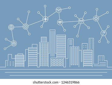 Smart City Wireless Communication Network Abstract Stock Vector ...