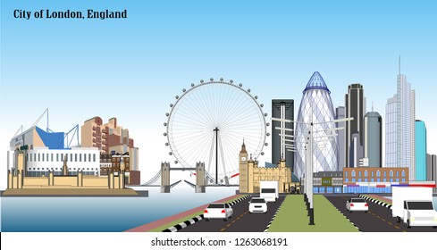 Vector City London, England Evening