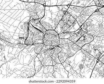 Vector city map of Aachen in the Germany with black roads isolated on a white background.