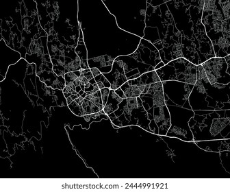 Vector city map of Abha in Brazil with white roads isolated on a black background.