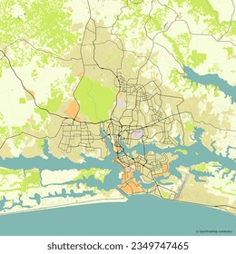 Vector city map of Abidjan, Côte d'Ivoire