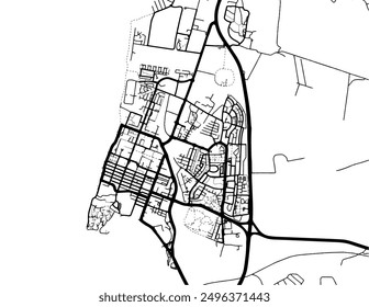 Vector city map of Acre in Israel with black roads isolated on a white background.