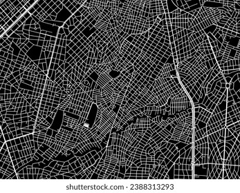 Mapa vectorial de Agios Dimitrios en Grecia con carreteras blancas aisladas en un fondo negro.