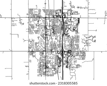 Vector city map of Airdrie Alberta in Canada with black roads isolated on a white background.