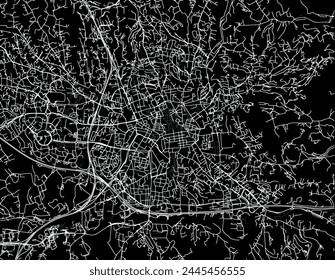 Vector city map of Aix-en-Provence in France with white roads isolated on a black background.