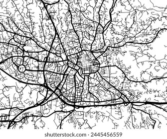 Vector city map of Aix-en-Provence in France with black roads isolated on a white background.