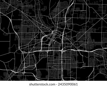 Vector city map of Akron Ohio in the United States of America with white roads isolated on a black background.