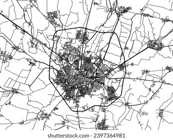 Vector city map of Al Fayyum in Egypt with black roads isolated on a white background.