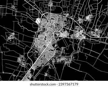 Vector city map of Al Mahallah al Kubra in Egypt with white roads isolated on a black background.