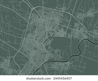 Vector city map of Al Mahallah al Kubra in Egypt with white roads isolated on a green background.