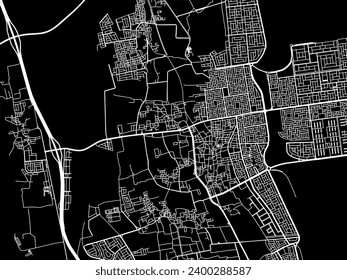 Vector city map of Al Qatif in Brazil with white roads isolated on a black background.