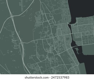 Vector city map of Al Qatif in the Kingdom of Saudi Arabia with white roads isolated on a green background.