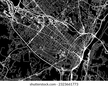 Mapa de la ciudad vectorial de Albany Nueva York en los Estados Unidos de América con caminos blancos aislados en un fondo negro.