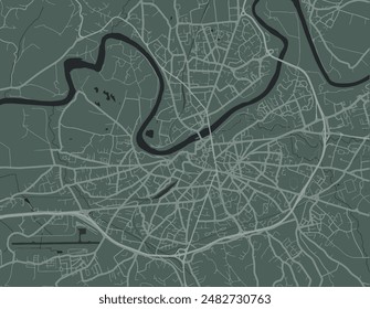 Vector city map of Albi in France with white roads isolated on a green background.