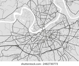 Vector city map of Albi in France with black roads isolated on a grey background.